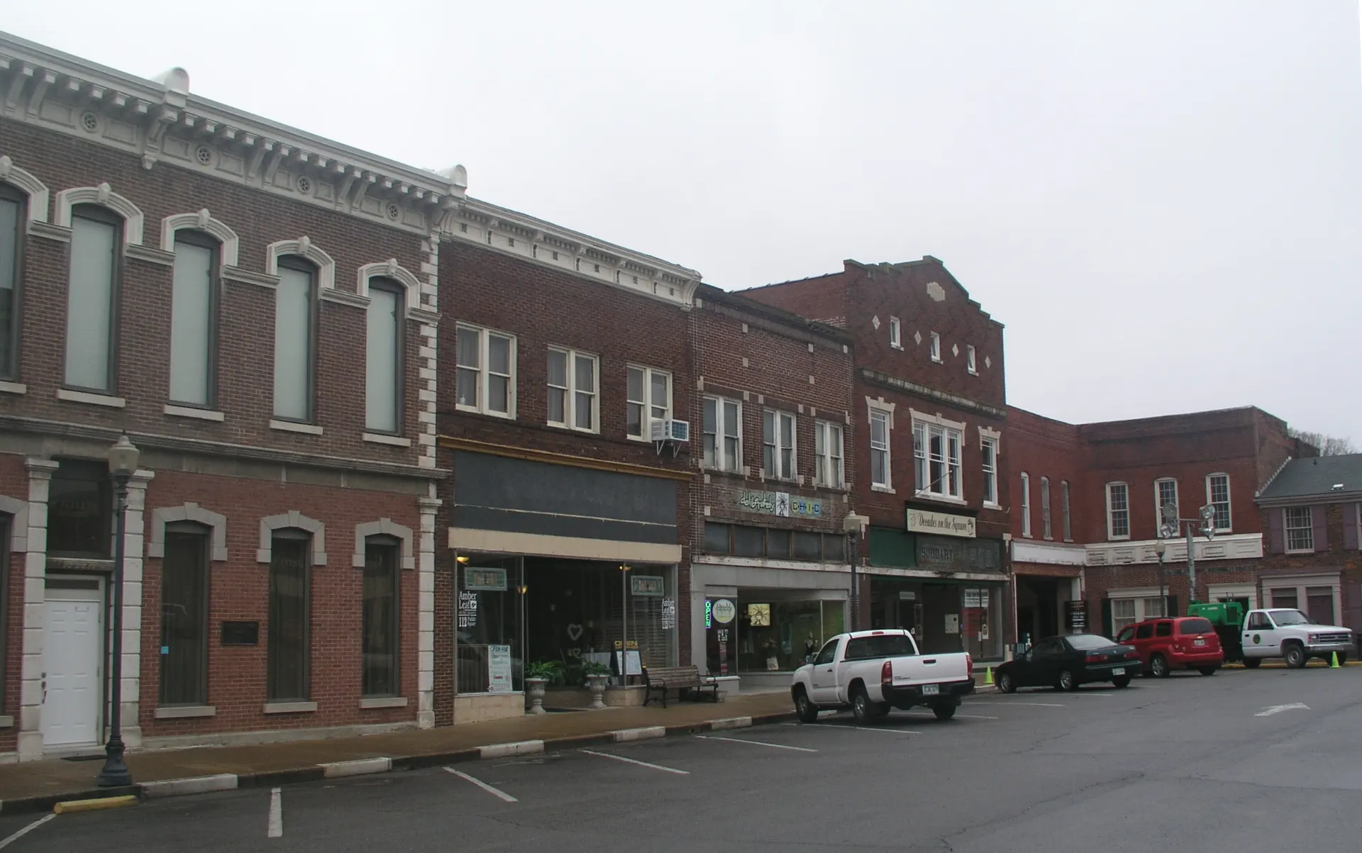 Historic storefronts on the town square in downtown Gallatin, Tennessee