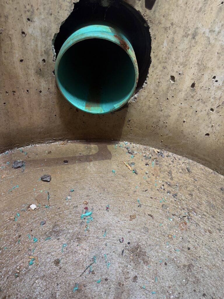 Inside a new sanitary sewer manhole