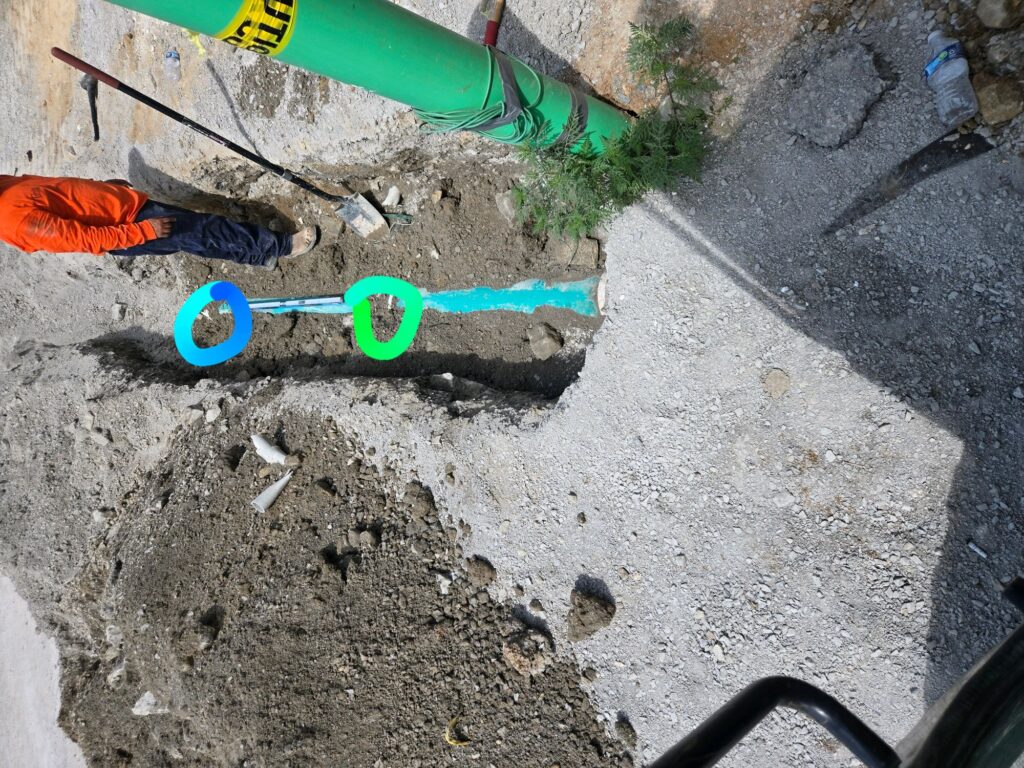 Green PVC sewer connection at the Echo Suites hotel in Smyrna