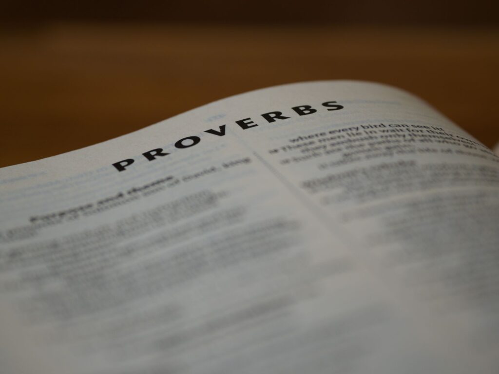 Open Bible turned to the Book of Proverbs