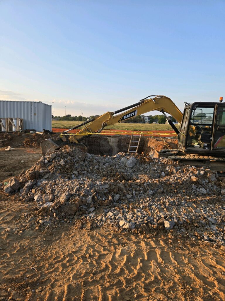Excavator working the McDonald's site in Smyrna, TN